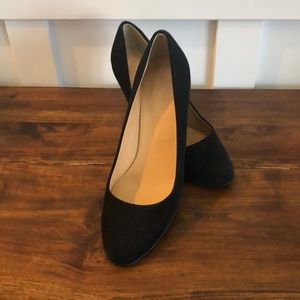 JCrew Black Suede 3” Wedge Slip On Shoes
